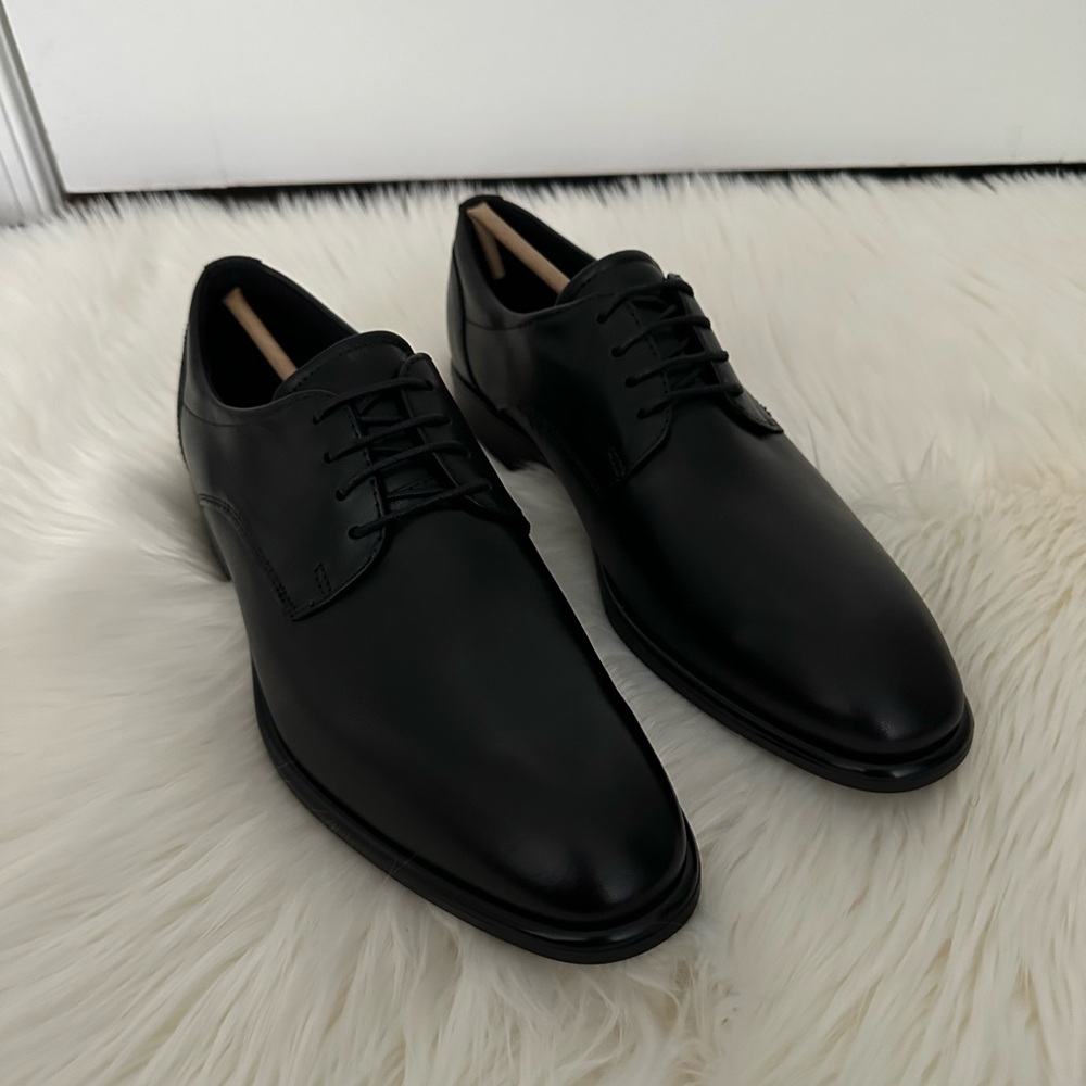 Ecco City Tray Tech Lace Up Dress Shoe Black Leather NIB EU 42 Mens 8 8.5
